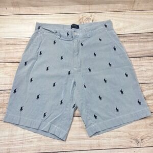 Polo Ralph Lauren Shorts Sz 32 Blue Critter Embroidered Pony All Over 9" Stretch